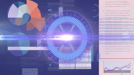 Animation of light over radar on scientific graph and data