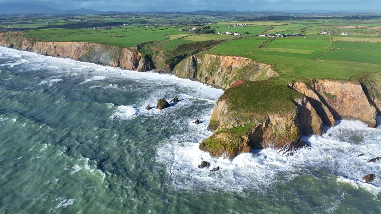 Ireland Epic Locations high dramatic seas batter the Waterford coastline causing coastal erosion autumn storm