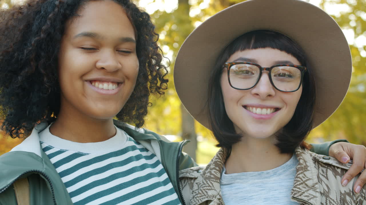 Two Friends in Autumn Park