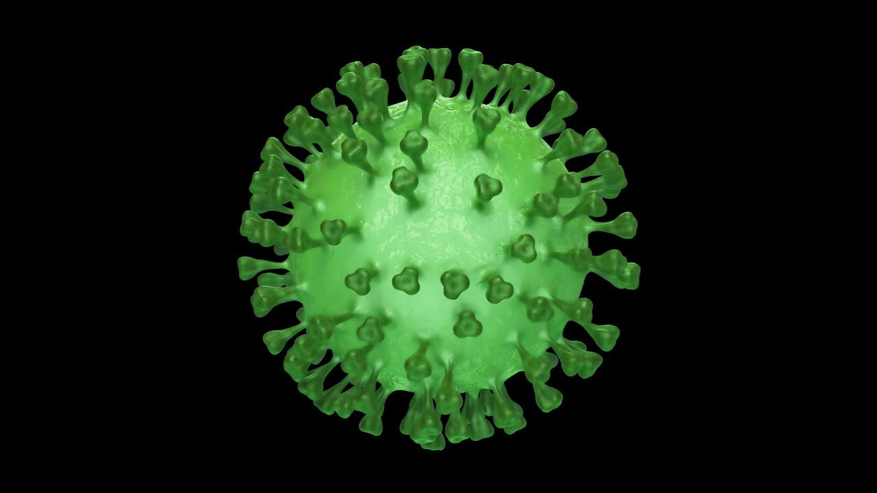 coronavirus verde en bucle giratorio con canal alfa