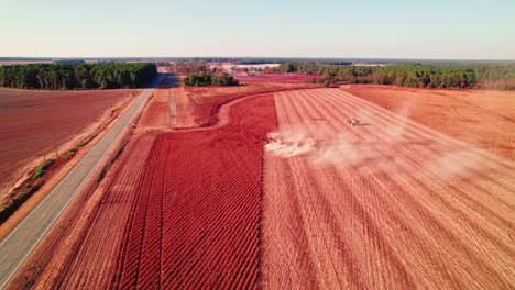 aerial shot captures the synergy of technology and tradition in eco-conscious soybean farming