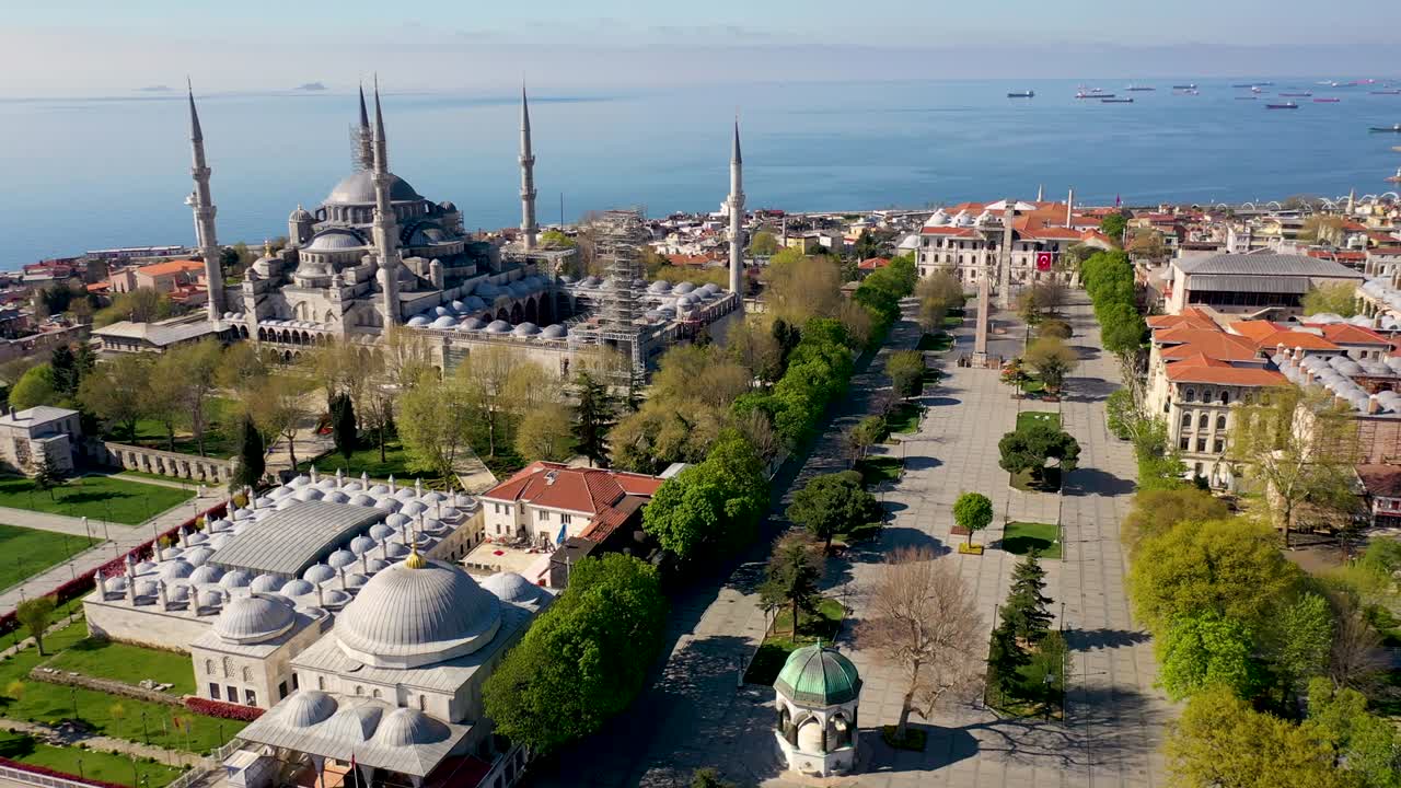la mezquita del sultán ahmed, la mezquita azul desde estambul, turquía. vista aérea.