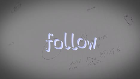 animación del texto de seguimiento sobre fórmulas matemáticas en fondo gris