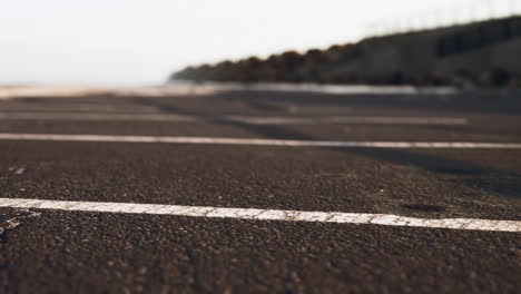 close-up view of a running track