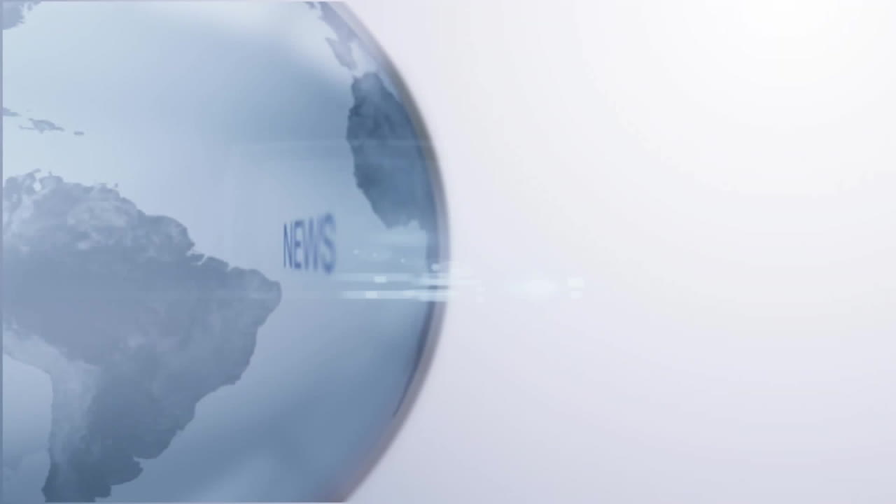 색 배경에 뉴스 텍스트 애니메이션으로 회전하는 지구