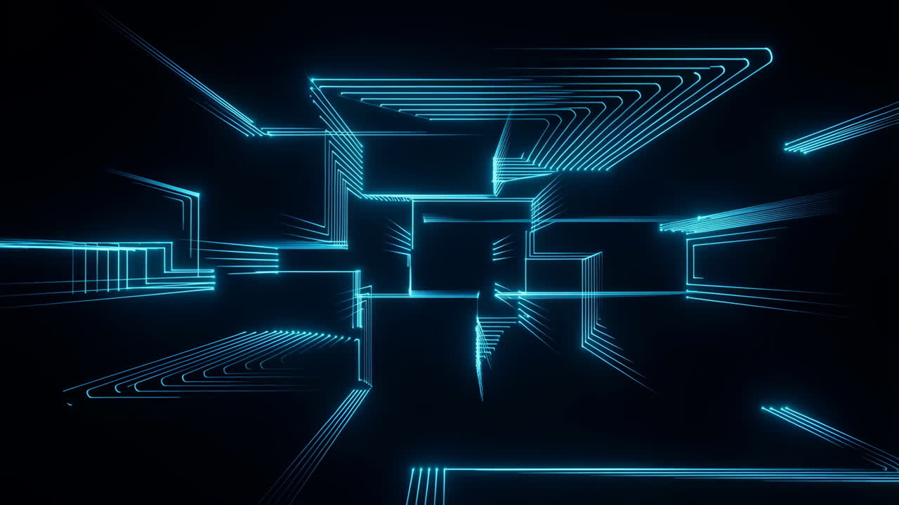 Abstract Blue Neon Lines Network