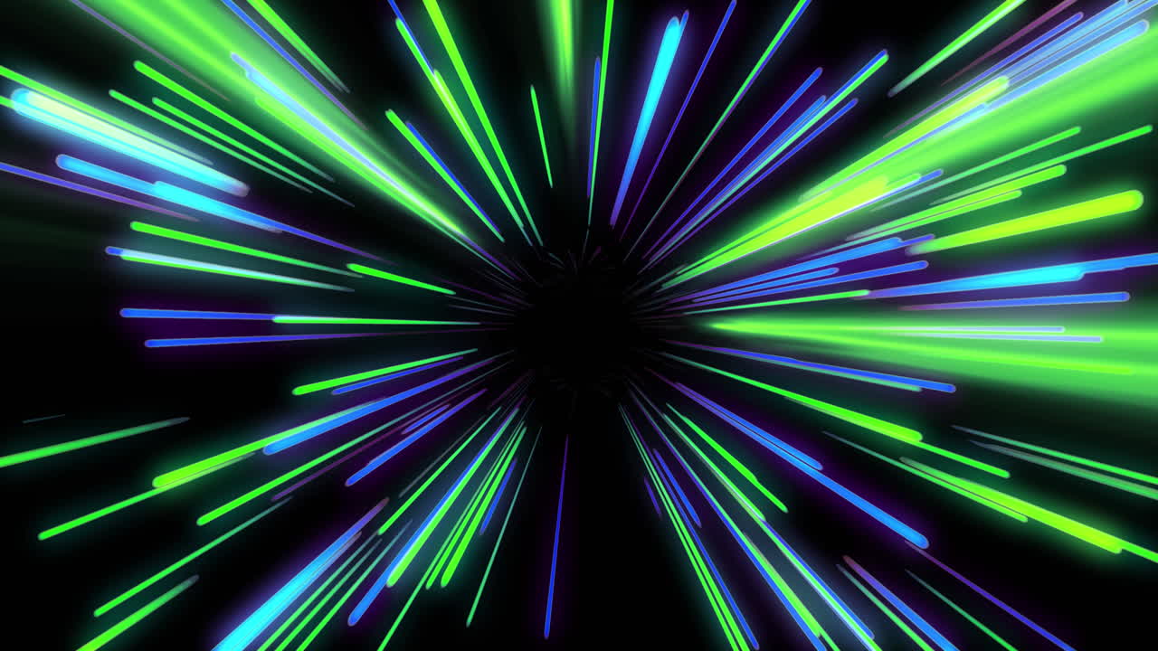Animation of tunnel of glowing light trails of data transfer