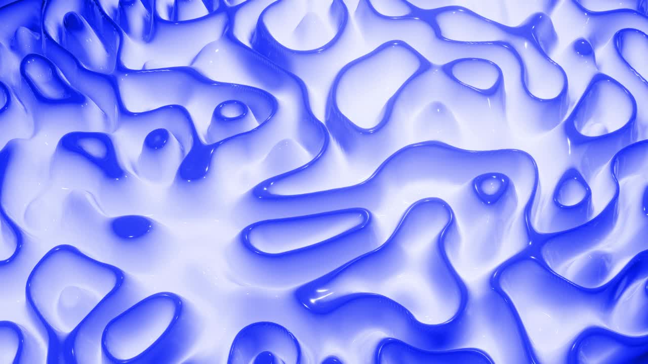 Sfondo liquido blu in loop in 4K. Motivo astratto ondulato su superficie lucida e brillante di fluido blu, onde su fluido di pittura in animazione fluida. Liquido 3D viscoso. Sfondo creativo