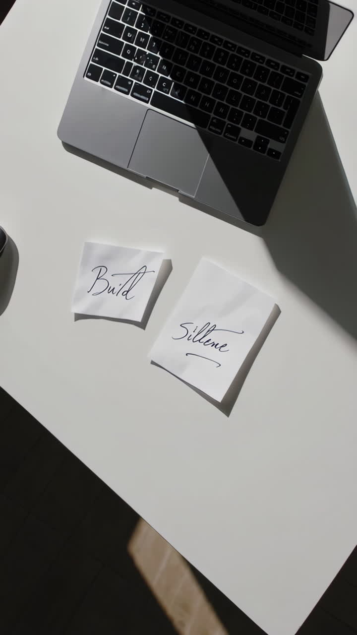 Laptop and Sticky Notes Workspace