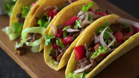 tacos with meat and vegetables - mexican food style