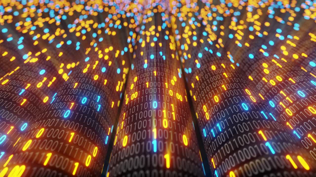 Big data cloud computing internet of things IOT AI network technology. Seamless loop 4K VJ background.