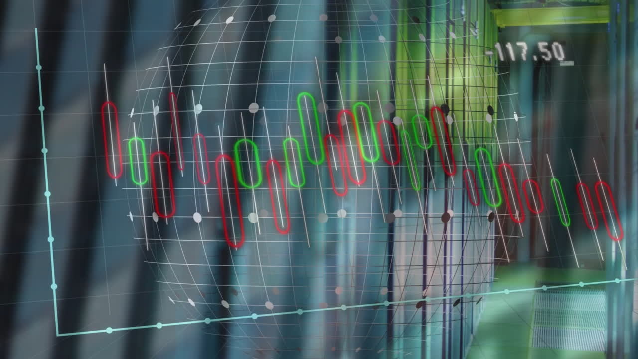 컴퓨터 서버를 통해 금융 데이터 처리의 애니메이션