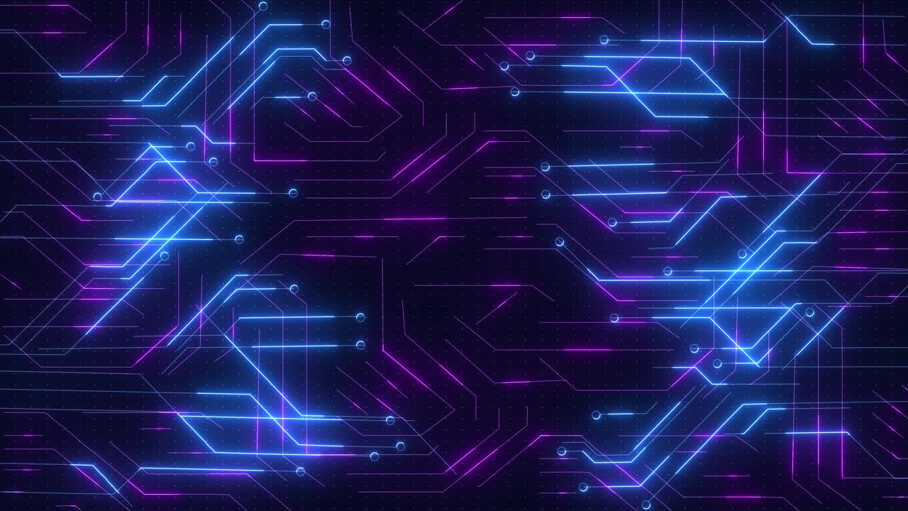 High tech circuit board glowing circuit animation futuristic digital data mining moving circuit