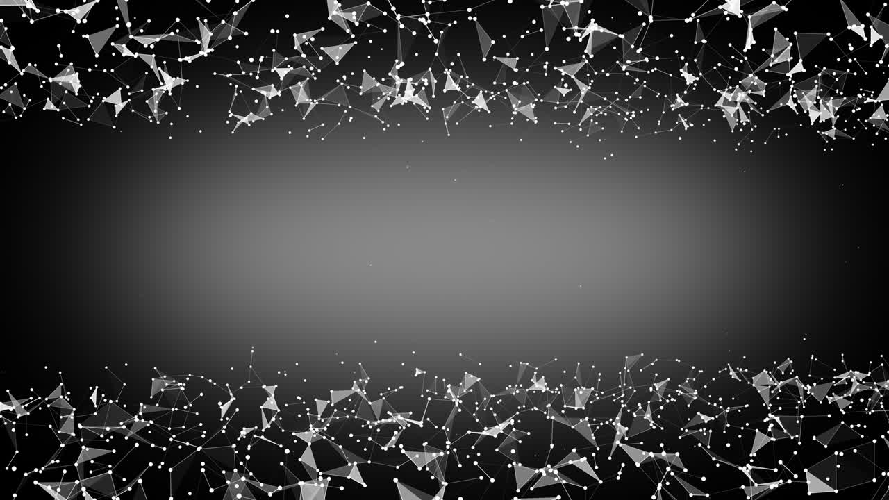 애니메이션 그리드 라인과 점은 검은색 배경 위에 반시계 방향으로 회전하는 공상 과학 필드를 형성합니다.