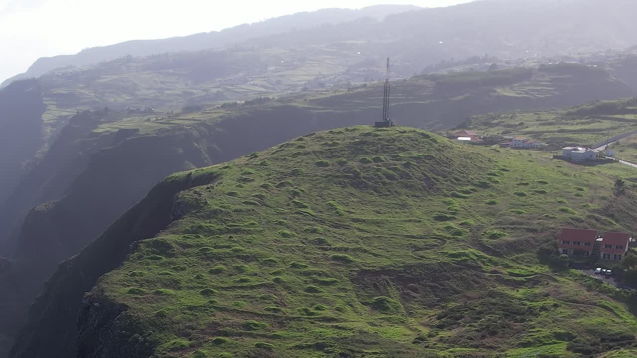 Views from the air showing the green hills of Madeira in Portugal