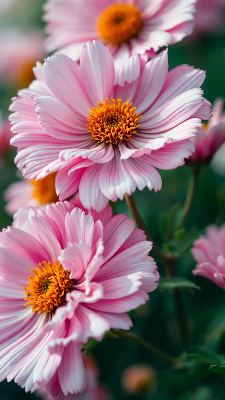 Close-up of Beautiful Pink Cosmos Flowers