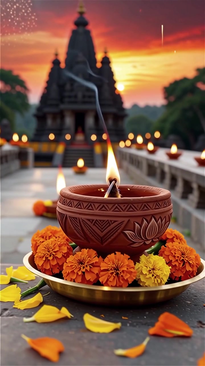 Diwali Festival Background with Lanterns and Traditional Diyas Decorations