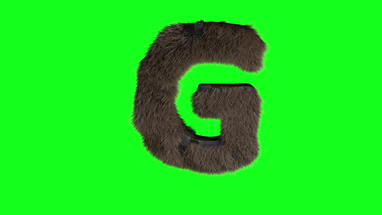 Harige 3D letter g op groen scherm