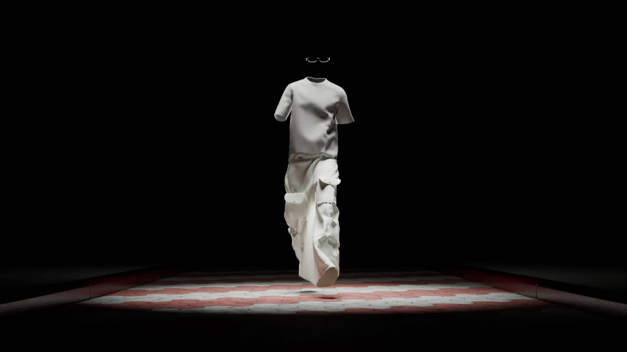 fotografía de productos de camisetas blancas y pantalones de carga