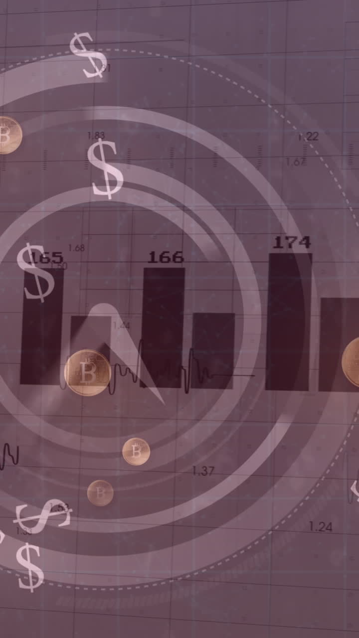 animación de símbolos de reloj y dólar en el procesamiento de datos