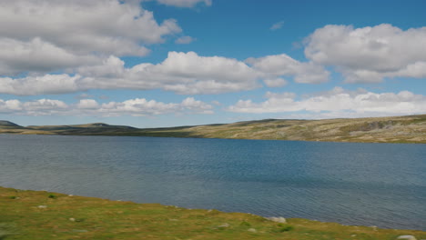 beautiful landscape of rural norway view from the window of the bus 4k video