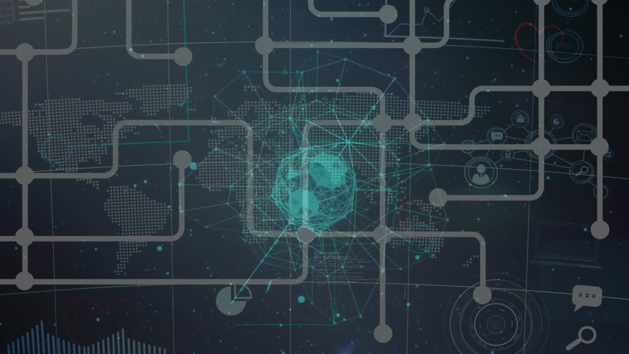 animación de la red de conexiones con el mundo sobre el fondo de la marina