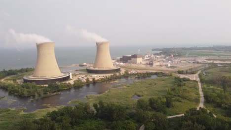 Panorama-Of-Enrico-Fermi-II-Nuclear-Power-Plant-In-Newport,-Monroe-County,-Michigan