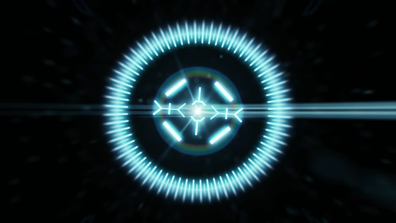 2D HUD animation of a target with a background of anamorphic highlights