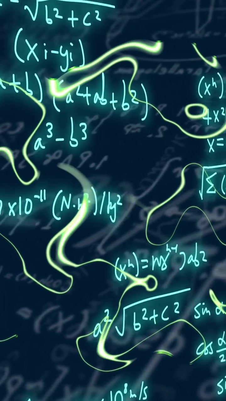 Mathematical equations and formulas animation over abstract background