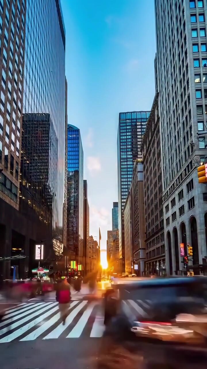 Time-lapse di un incrocio cittadino trafficato al tramonto