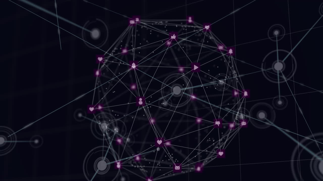 검은 바탕 에 있는 디지털 아이콘 들 의 지구