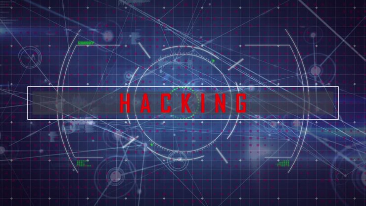 Animation of cyber attack warning text over data processing