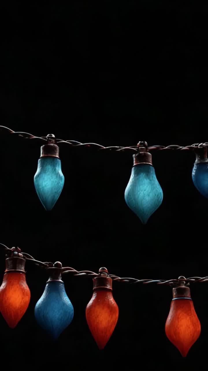 A Vibrant Display of Festive Lights: Glowing Decorations in Blue and Red, Perfect for Celebrations and Creating a Warm Ambiance