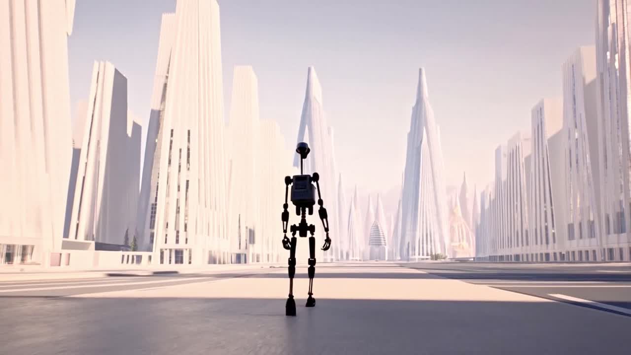 Robot in a Futuristic City