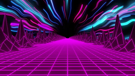 animación de pantalla de videojuego con metaverso de neón patten en fondo negro