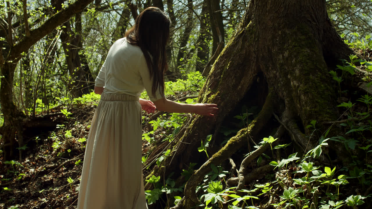 Woman exploring a forest