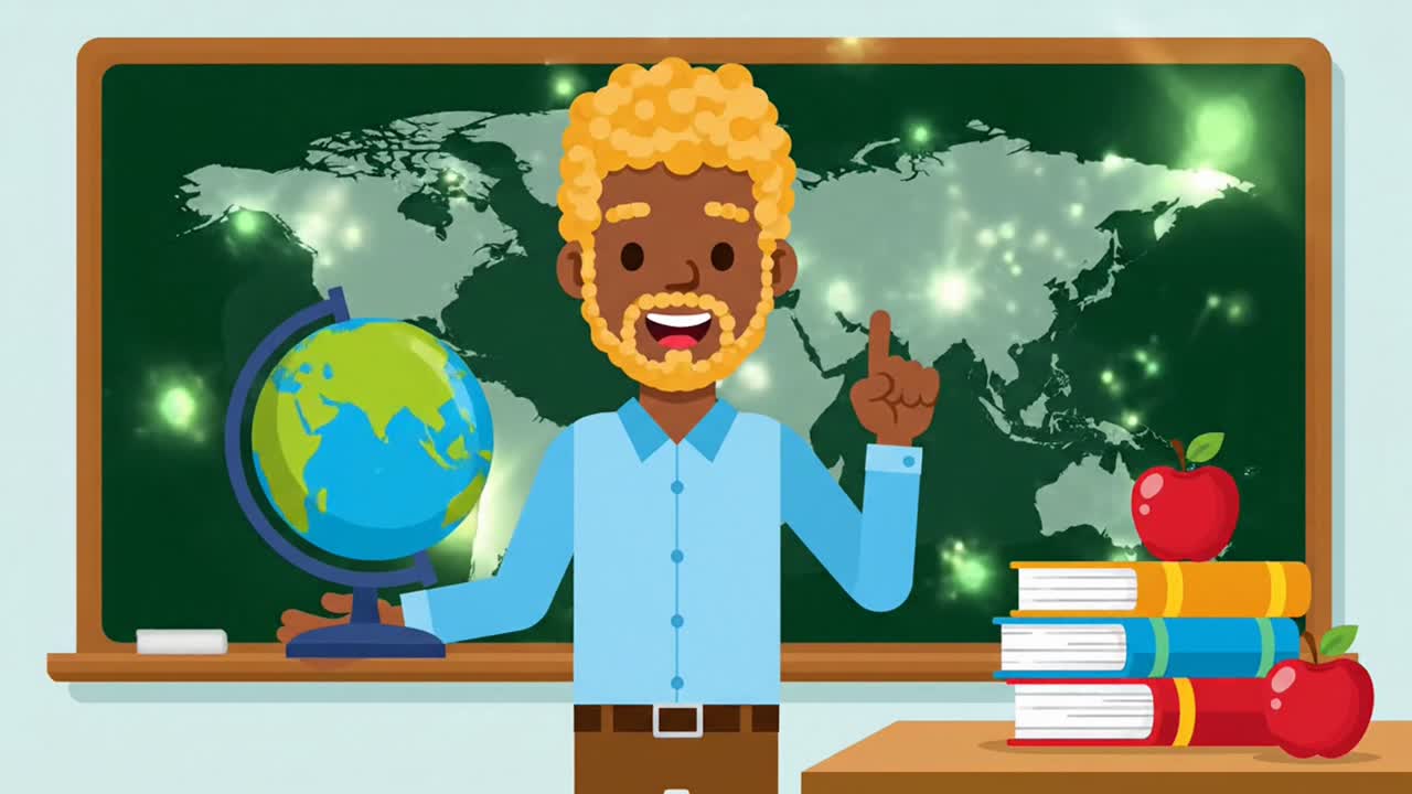 Teacher explaining geography world map classroom education concept