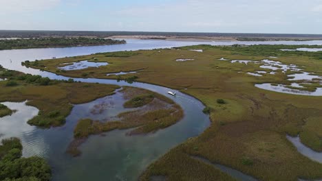 aerial view of a fishing boat in matanzas river, florida