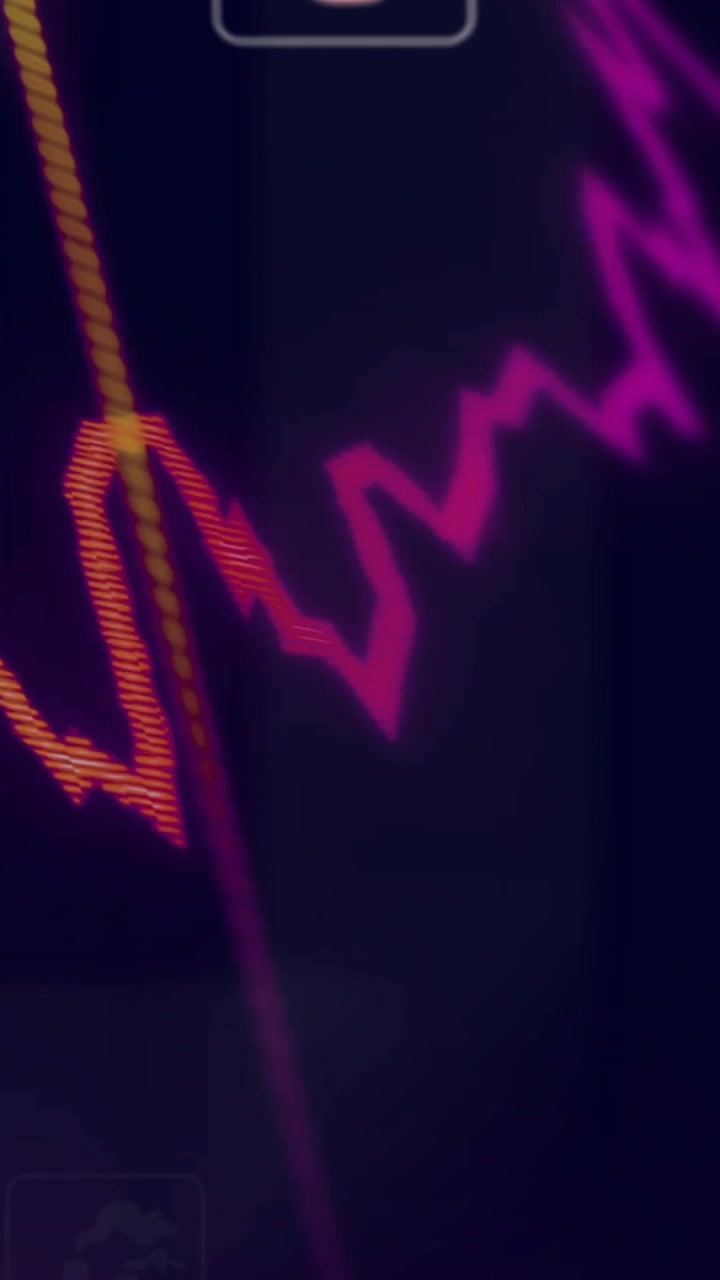 Video verticale: Onda neon che pulsa, badge a mano che si registra, ago che segna 50.