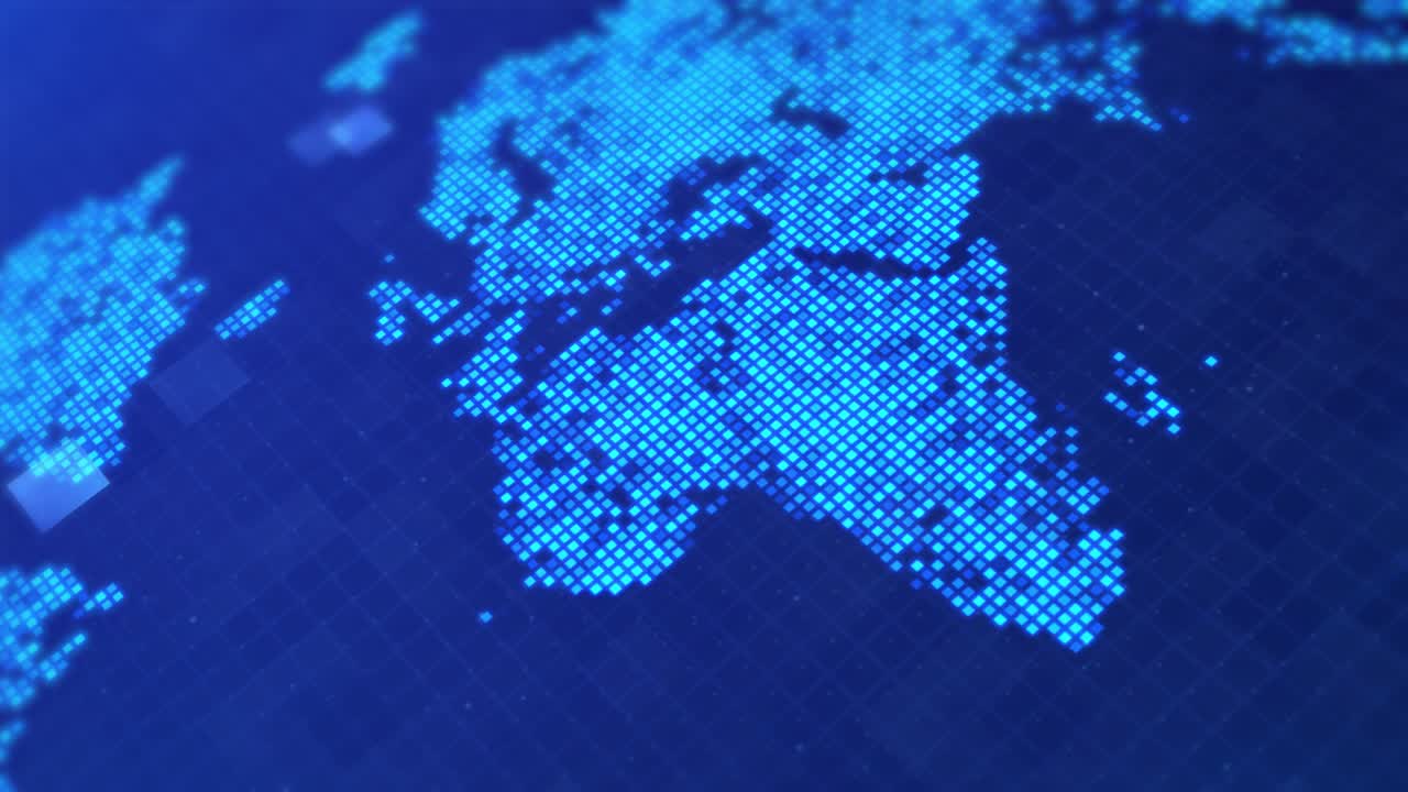 Dark blue World map with node and line connection Loop Background Animation,