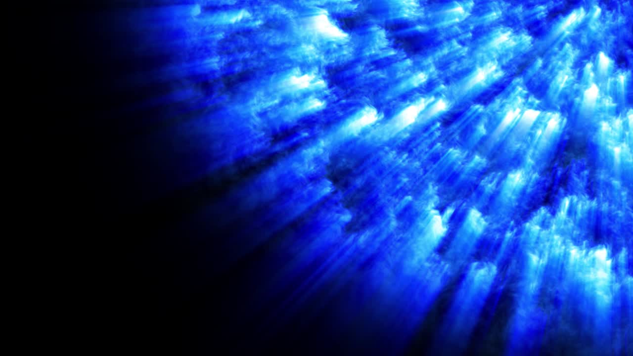 4k 추상적인 루프 공간 배경은 빛이 발사되는 표면에서 불타는 별과 같습니다. 높은 에너지 는 물질, 마법 공 또는 불공, 빛의 광선과 함께 공상 과학 파란 테마.