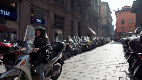 scooter parking in a city street