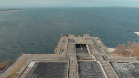 aerial view of an abandoned harbor pier