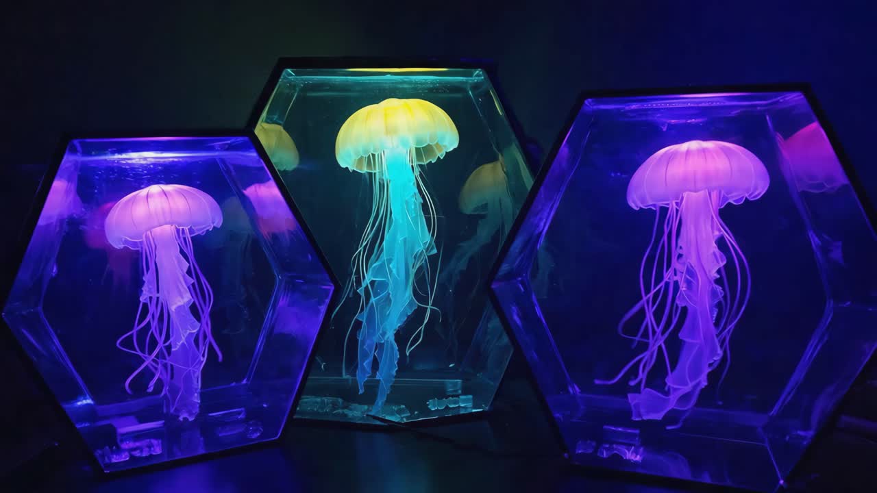 Illuminated Jellyfish in Hexagonal Displays