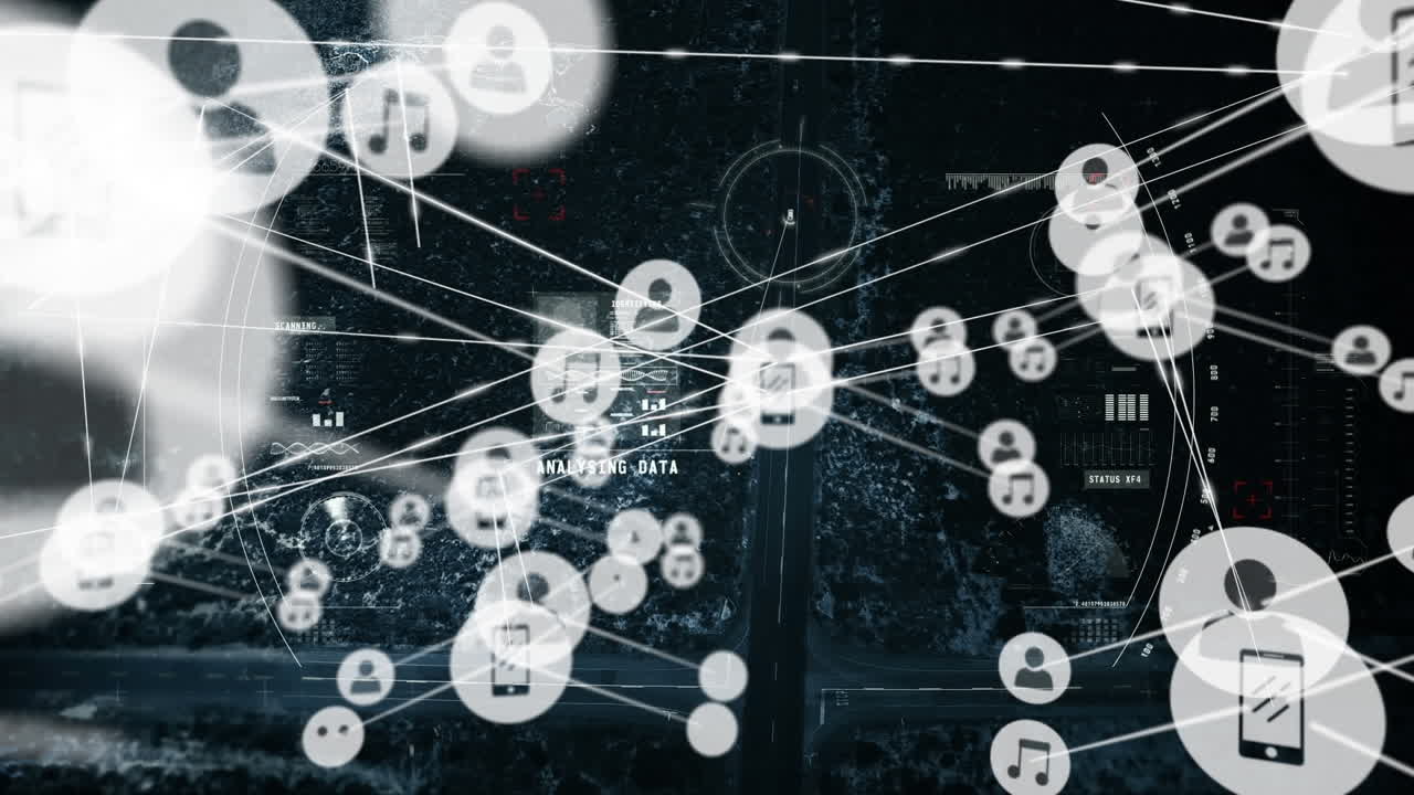 연결 네트워크를 통해 도시 풍경의 애니메이션