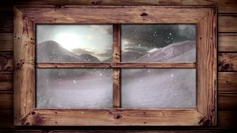 Winterlandschaft-Durch-Fenster-Gesehen