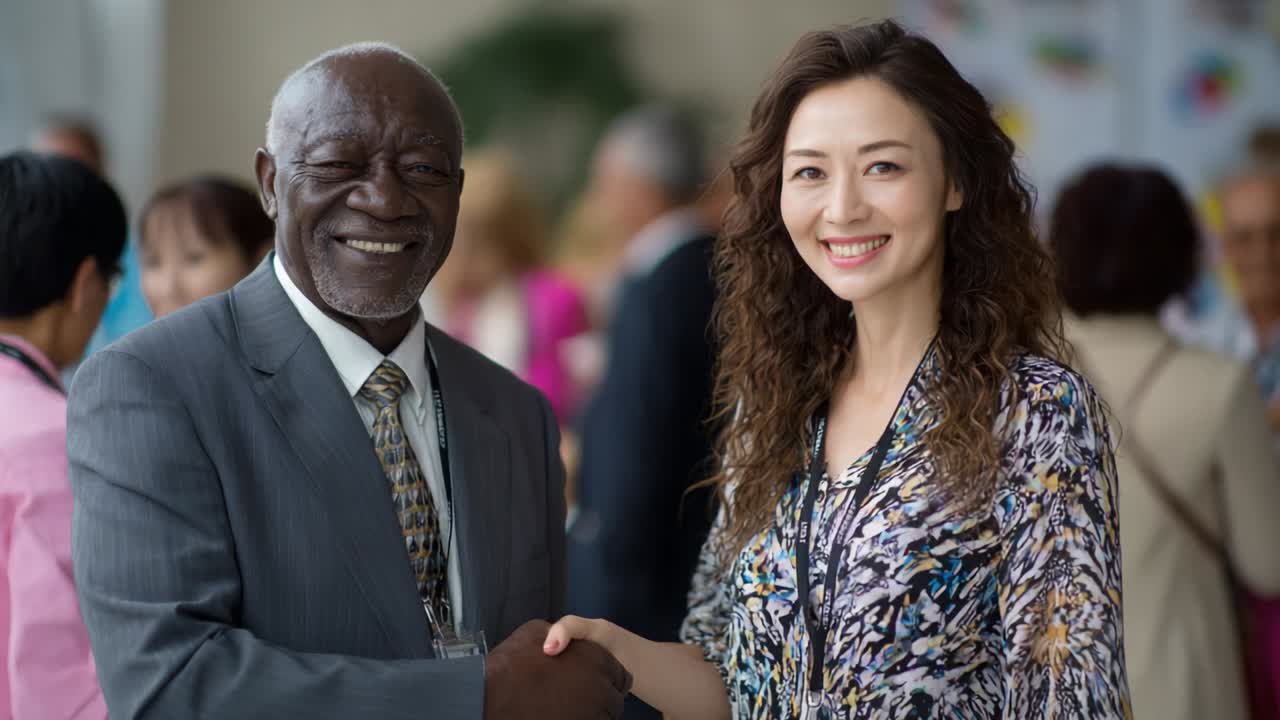 Diverse Business Professionals Shaking Hands at a Meeting