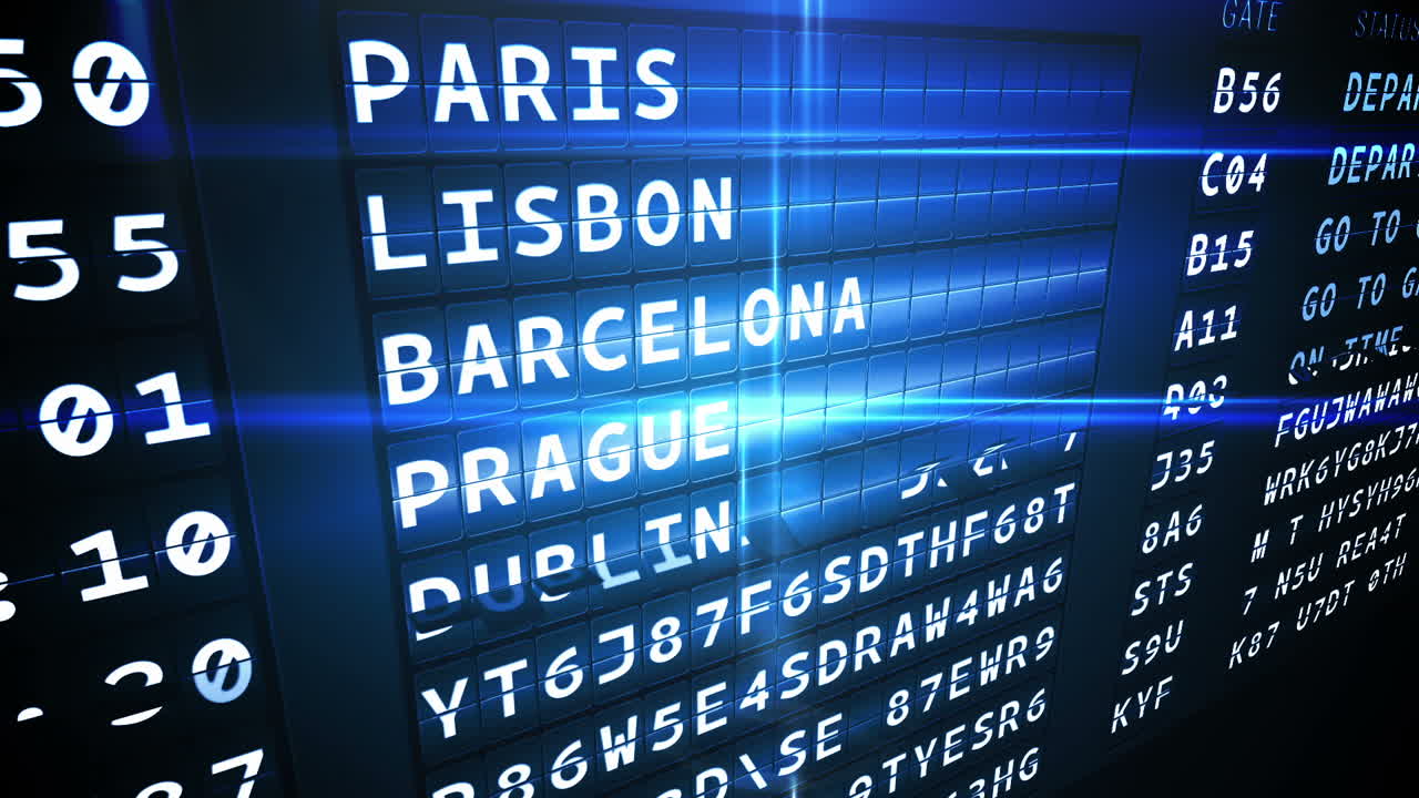 유럽 도시에 대한 출발 보드