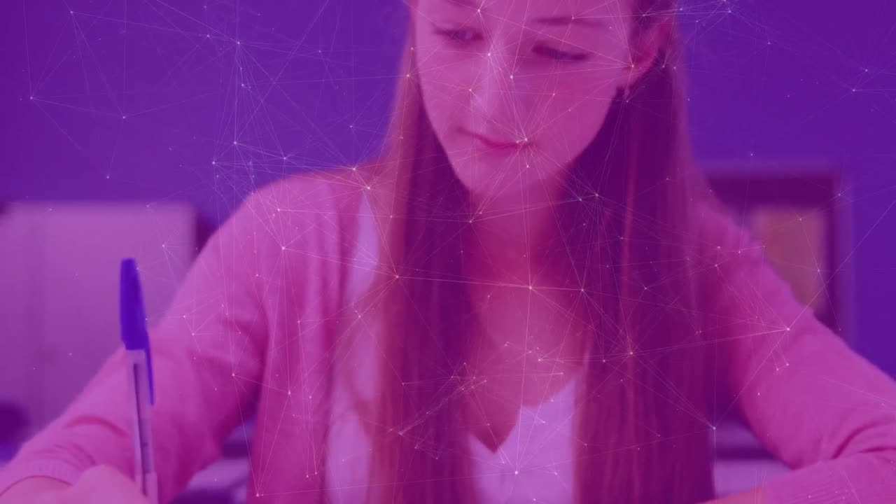 Animation of network of connections over female student