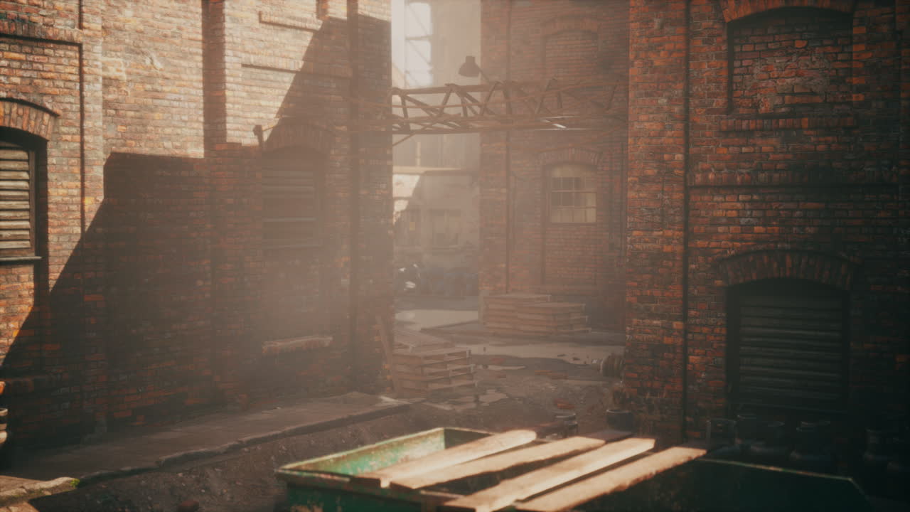 매우 심하게 오염 된 산업 공장의 폐허